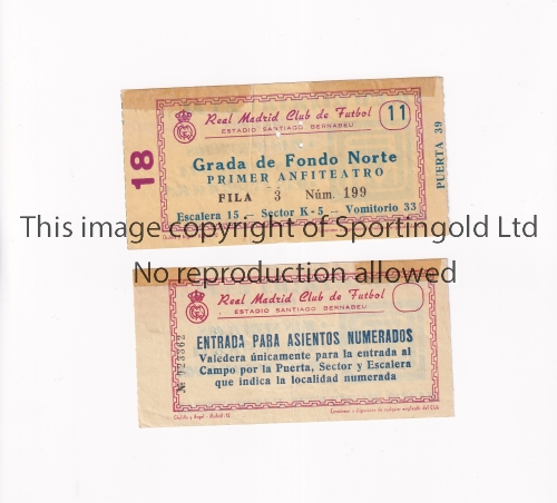MANCHESTER UNITED Tickets for the away European Cup Semi Final tie v Real Madrid 15/5/1968, there - Image 4 of 4