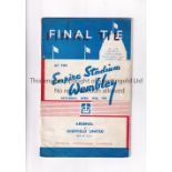 1936 FA CUP FINAL Programme for Arsenal v Sheffield United 25/4/1936, repairs throughout, re-stapled