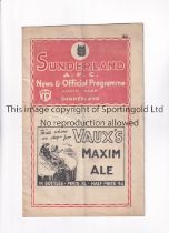 SUNDERLAND V WATFORD / FA CUP 1938 Programme for the FA Cup tie at Sunderland 8/1/1938, vertical