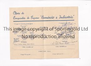 PORTUGAL SELECT V R.A.F. 1946 / AUTOGRAPHS Programme for the match in Lisbon 17/2/1946 signed by 8
