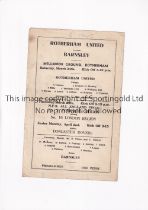 ROTHERHAM UNITED V BARNSLEY 1945 Single sheet programme for the League match at Rotherham 24/3/1945,