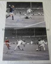 DENIS LAW AUTOGRAPHS 1963 & 1967 Two Autographed 16 x 12 colorized photos of the Scottish forward