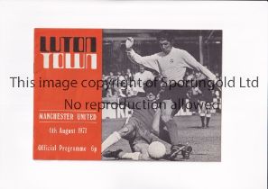 MANCHESTER UNITED / GEORGE BEST Programme for the away Testimonial match v Luton Town 4/8/1971 in