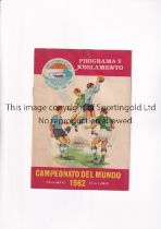 1962 FIFA WORLD CUP CHILE Tournament Programme issued by Gildemeister S.A.C. 12-page Programa Y