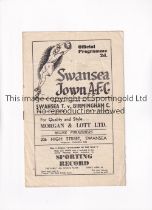 SWANSEA TOWN V BIRMINGHAM CITY 1950 FA Cup Programme for the FA Cup tie 3rd round at Swansea 7/1/