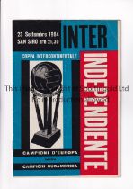 1964 INTERCONTINENTAL CUP / INTER MILAN V INDEPENDIENTE Second Leg played 23/9/1965 at the San Siro,