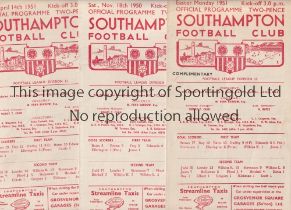 SOUTHAMPTON Three home programmes for the League matches v Coventry City 18/11/1950, Queen's Park