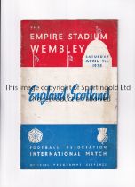ENGLAND V SCOTLAND 1938 Programme for the International match at Empire Stadium Wembley 9/4/1938,