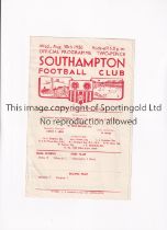 TOTTENHAM HOTSPUR Programme for the away London Combination League match v Southampton 30/8/1950,