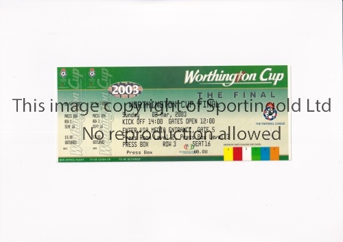 2003 LEAGUE CUP FINAL Unused Press ticket for Manchester United v Liverpool at Millenium Stadium - Image 4 of 4