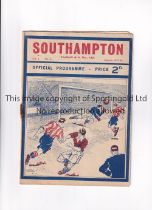 SOUTHAMPTON V LUTON 1937 Programme for the League match at Southampton 30/10/1937, rusty staple,