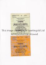 ARSENAL V MANCHESTER UNITED Two tickets for the League matches at Arsenal 23/9/1978 and 25/8/1979,