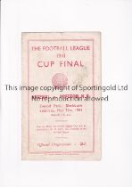 1941 WAR CUP FINAL REPLAY AT BLACKBURN ROVERS Programme for Arsenal v Preston North End Ewood