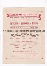 SOUTHAMPTON V BOURNEMOUTH AND BOSCOMBE 1947 Single sheet programme for the Hampshire Professional