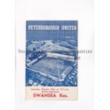 PETERBOROUGH UNITED V SWANSEA TOWN 1960 / FIRST LEAGUE SEASON Programme for the Football Combination