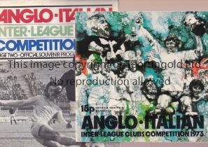 MANCHESTER UNITED Two different programmes for the Anglo-Italian Inter-League Clubs Competition 1973