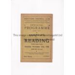 BRENTFORD V READING 1942 Programme for the FL South match at Brentford 21/11/1942, slight horizontal