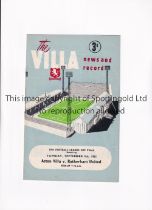 1961 FIRST LEAGUE CUP FINAL / ASTON VILLA V ROTHERHAM UNITED Programme for the 2nd Leg at Villa 5/