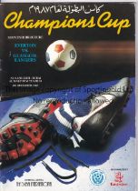 CHAMPIONS CUP IN DUBAI 1987 & 1989 Two programme: Everton v Glasgow Rangers 8/12/1987 and