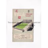 ASTON VILLA Joint issue programme for the League matches v Liverpool 2/9/1950, and Manchester United