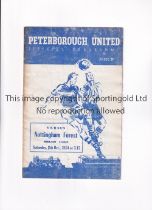 PETERBOROUGH UNITED V NOTTINGHAM FOREST 1954 Programme for the Midland League match at