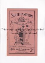 SOUTHAMPTON V GRIMSBY TOWN 1932 Programme for the League match at Southampton 29/10/1932, rusty