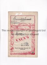 SUNDERLAND V BOLTON WANDERERS 1948 Programme for the League match at Sunderland 21/8/1948,