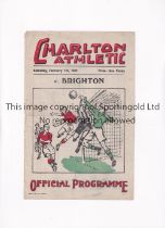 CHARLTON ATHLETIC V BRIGHTON 1942 Single sheet programme for League match at Charlton 7/2/1/1942,