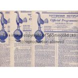 TOTTENHAM HOTSPUR Fifteen home programmes for the League matches including 7 X 1949/50 and 8 X