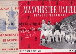 MANCHESTER UNITED FA CUP FINAL 1948 Programme and players brochure for the FA Cup Final tie at