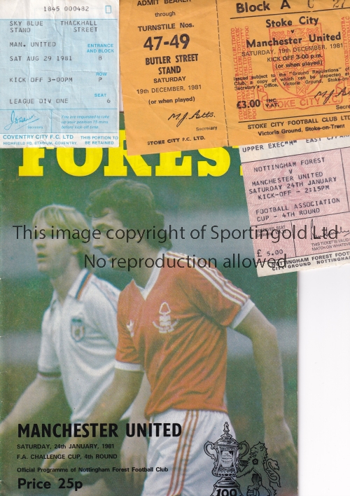 MANCHESTER UNITED / FA CUP Programme for the away FA Challenge Cup tie v Nottingham Forest 24/1/1981