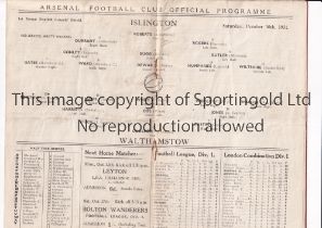 NEUTRAL AT ARSENAL 1931 Programme for the English Schools Football Shield tie at Highbury 10/10/