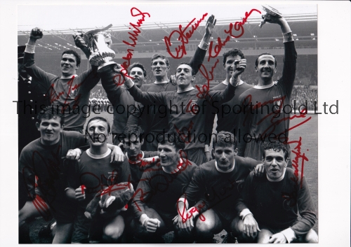 LIVERPOOL FA CUP 1965 / AUTOGRAPHS Black and white photograph 10" X 8" from the 1965 FA Cup Final,