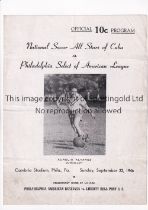 NATIONAL SOCCER ALL-STARS OF CUBA V PHILADELPHIA SELECT OF AMERICAN LEAGUE 1946 Programme for the