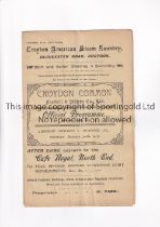 CROYDON COMMON V READING 1915 Programme for the Southern League match at Croydon 30/1/1915, very