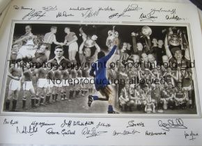 MANCHESTER UNITED AUTOGRAPHS 1940'S - 1990'S Autographed Edition "23.5 x 16.5" montage of images