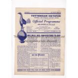 TOTTENHAM HOTSPUR Programme for the home Football Combination match v Millwall 31/10/1953, slight