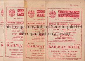 ACCRINGTON STANLEY Four home programmes for the League matches v Colchester United 17/9/1958, tape