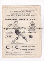 STOCKPORT COUNTY V R.A.F. 1958 Programme for the match at Stockport 29/10/1958, horizontal fold