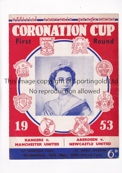 MANCHESTER UNITED / 1953 CORONATION CUP Joint issue programme for the First Round v Rangers at - Image 3 of 4