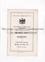 SWANSEA TOWN V PSV EINDHOVEN 1951 / FESTIVAL OF BRITAIN Programme for the match at Swansea 14/5/