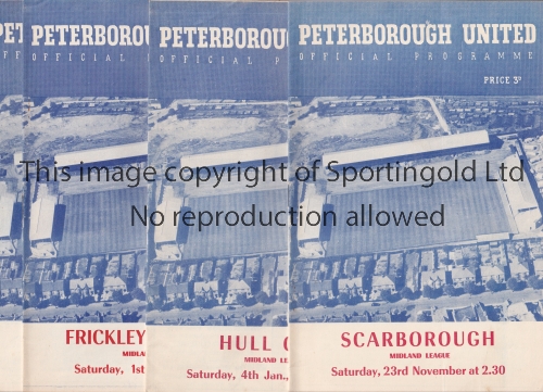 PETERBOROUGH UNITED Four home programmes for the Midland League matches v Scarborough 23/11/1957,