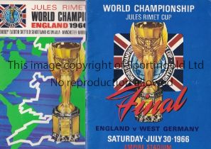 WORLD CUP 1966 Two original programmes: official Tournament programme in good condition with no