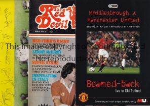 MANCHESTER UNITED Three publications:- 1990 Manchester United FA Cup winners poster, The Red Devil