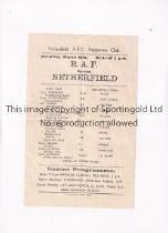 A.F.C. NETHERFIELD V R.A.F. 1945 Single sheet programme for the match 16/3/1945 in Kendal,