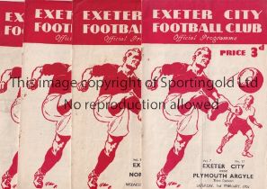 EXETER CITY Seven home programmes Plymouth 3/2/51, Norwich City 5/9/51, Shrewsbury 19/1/52, v QPR