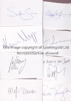RUGBY AUTOGRAPHS Twenty white cars signed by players from the 1990's - all Internationals -