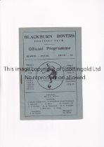 ARSENAL Programme for the away League match v Blackburn Rovers 15/11/1947, rusty staple. Arsenal