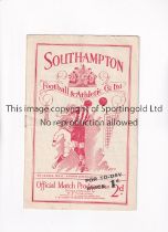 SOUTHAMPTON V BRENTFORD 1936 Programme for the London Combination match at Southampton 11/4/1936,