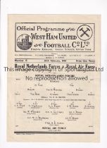 SERVICES FOOTBALL 1944 AT WEST HAM UNITED FC Single sheet programme for Royal Air Force v Royal